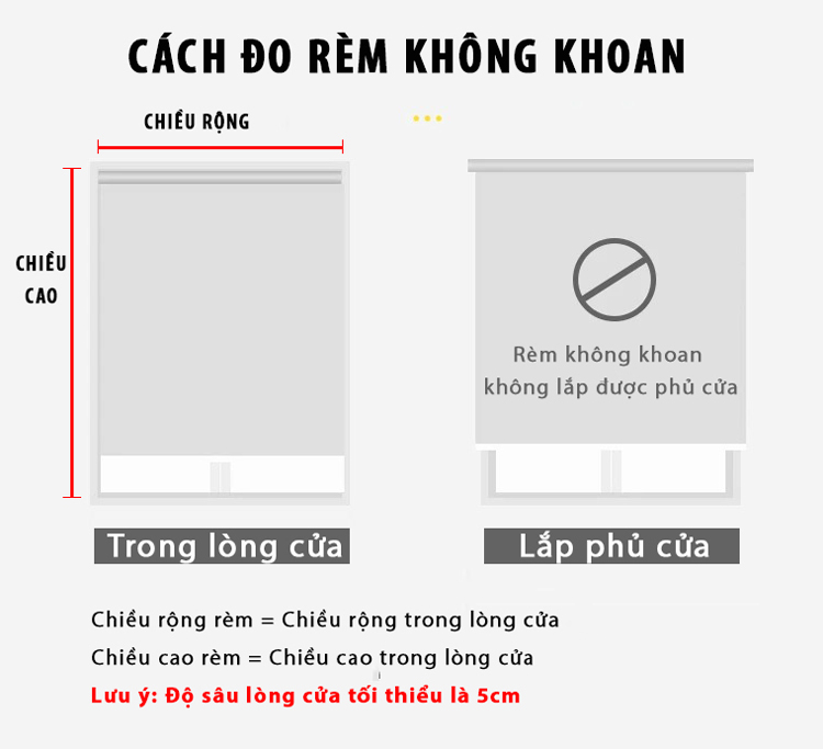 Rèm cuốn không khoan tường