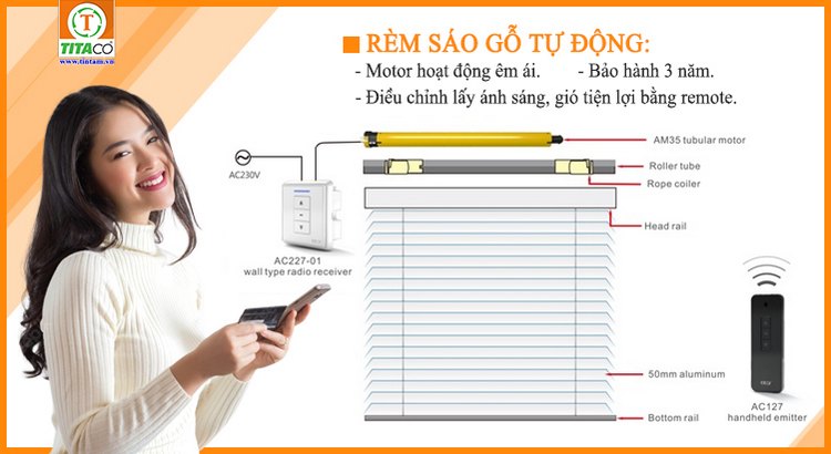 Màn tự động, Rèm điều khiển từ xa (động cơ rèm chính hãng)