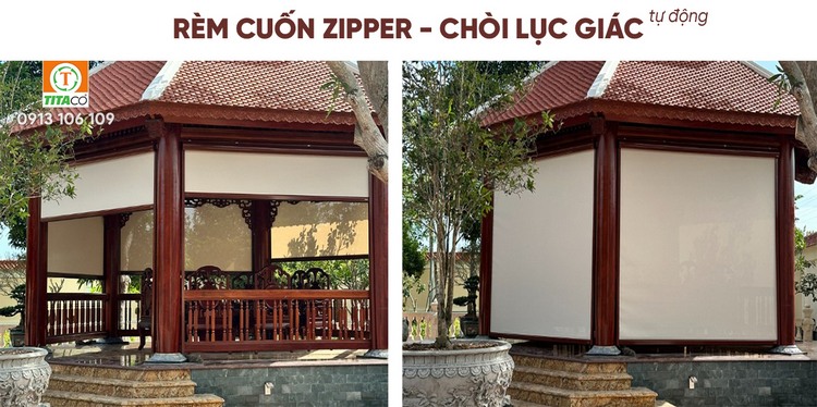 Rèm Cuốn Ngoài Trời Zipper Tự Động - Rèm Chống Gió Bão Tốt Bền Đẹp Rèm Cuốn Ngoài Trời Zipper Tự Động - Rèm Chống Gió Bão Tốt Bền Đẹp
