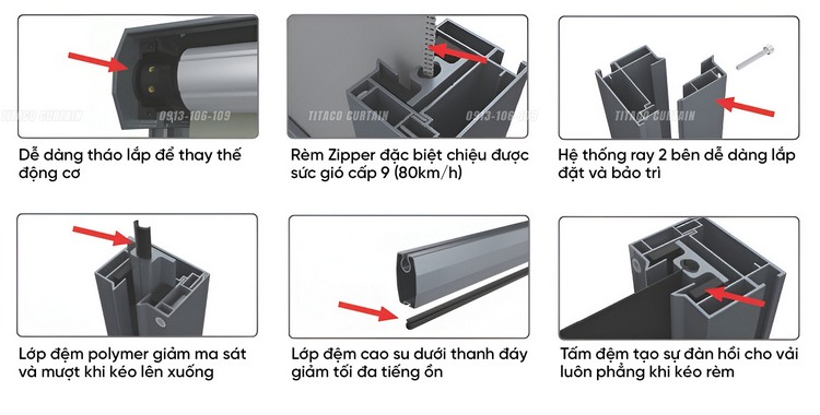 Rèm Cuốn Ngoài Trời Zipper Tự Động - Rèm Chống Gió Bão Tốt Bền Đẹp